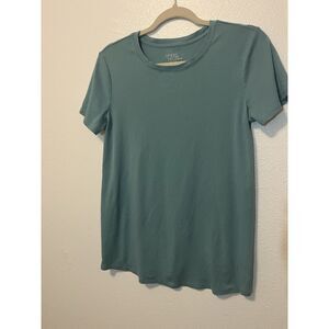 Time and Tru Maternity Teal Knit Crew Neck Short Sleeve T-Shirt L (12-14)